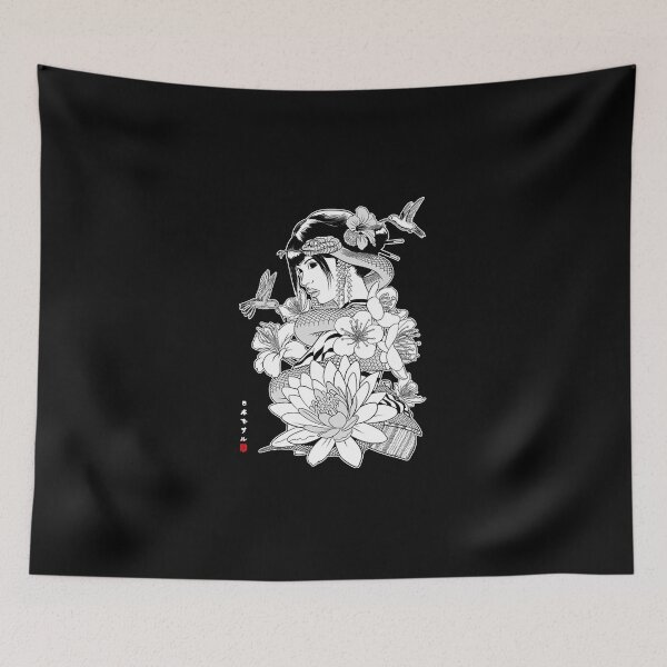 Item preview, Snake and Flowers with Geisha  designed and sold by MinLagares01.