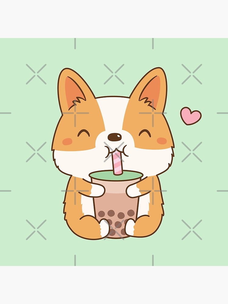 Kawaii Christmas Clipart II Reindeer Puppy Corgi Bubble Tea 