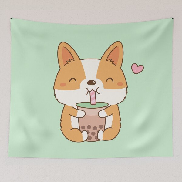Item preview, Cute Corgi Loves Bubble Tea designed and sold by rustydoodle.