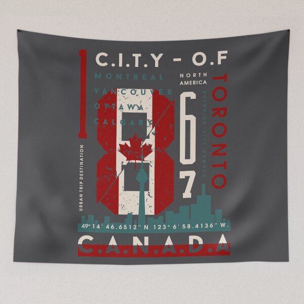 Item preview, Toronto with Abstract Canada Flag Graphic Typography Illustration Print T-shirt designed and sold by Peekonet.