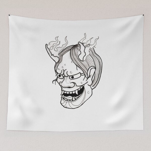 Item preview, Oni traditional Tattoo Black and White designed and sold by HorimonoAtelier.