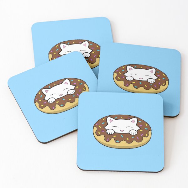 Item preview, Cute white kitten eating a chocolate doughnut Pattern designed and sold by Purr95.