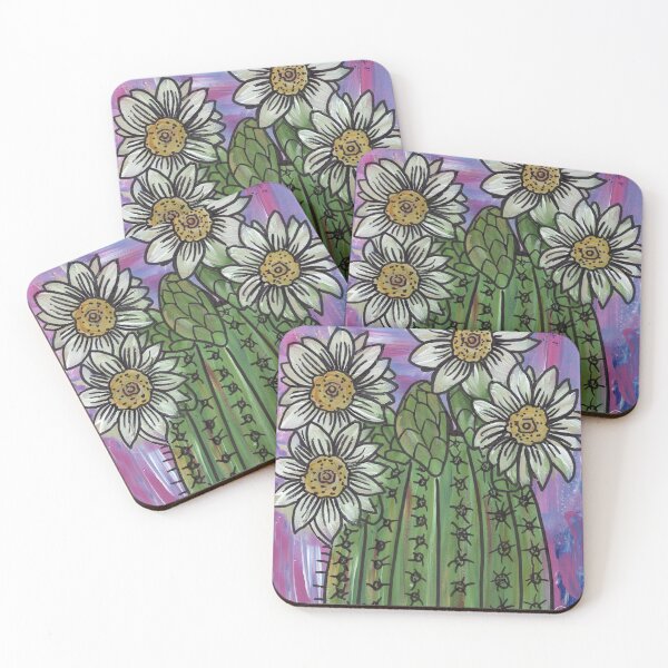 Item preview, Saguaro Cactus Blooms with Pink Background Mixed Media  designed and sold by Audrey De La Cruz.