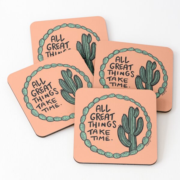 Item preview, All Great Things Take Time Saguaro Artwork  designed and sold by Audrey De La Cruz.