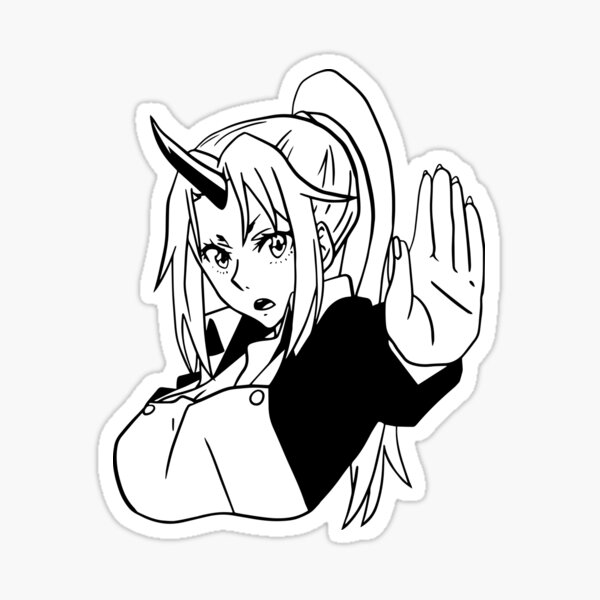 shion tensura kawaii characters cute colorful fanart black and white Sticker