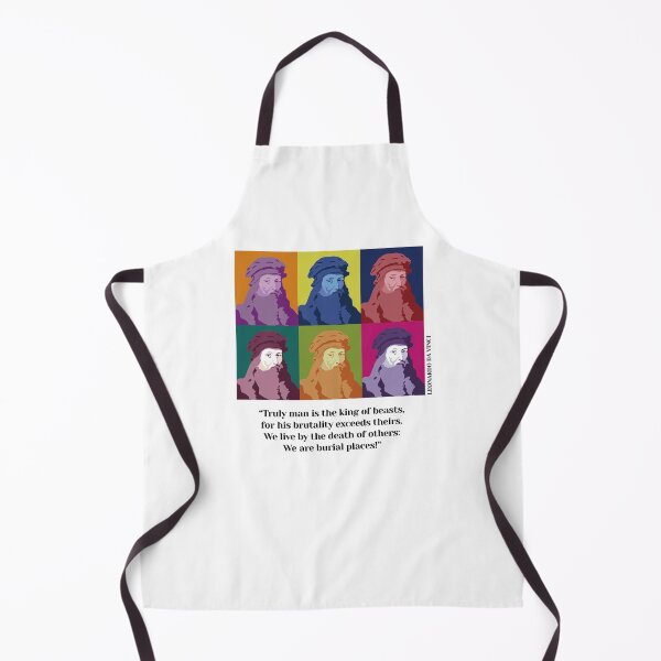 Item preview, pop art Leonardo da Vinci, da Vinci vegan quotes, “Truly man is the king of beasts, for his brutality exceeds theirs. We live by the death of others: We are burial places! ” designed and sold by challengecafe.