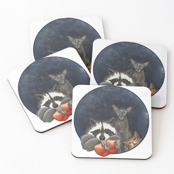 Item preview, Raccoon and cats  designed and sold by KateQR.