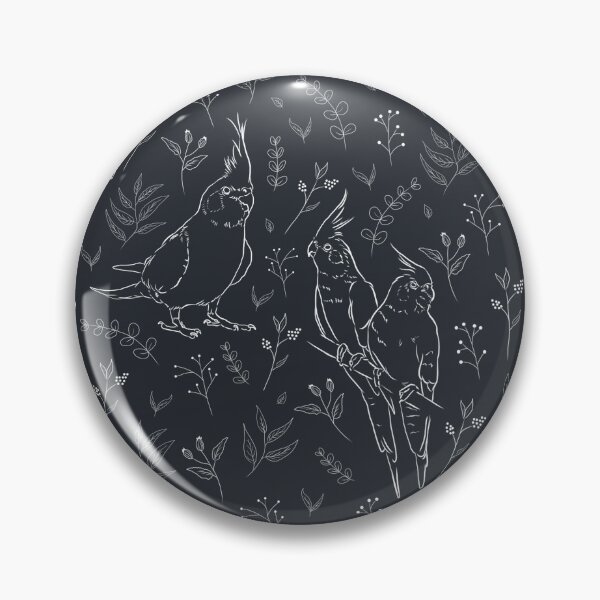 Item preview, Cockatiel sketched floral pattern designed and sold by Camilla Fjäder.