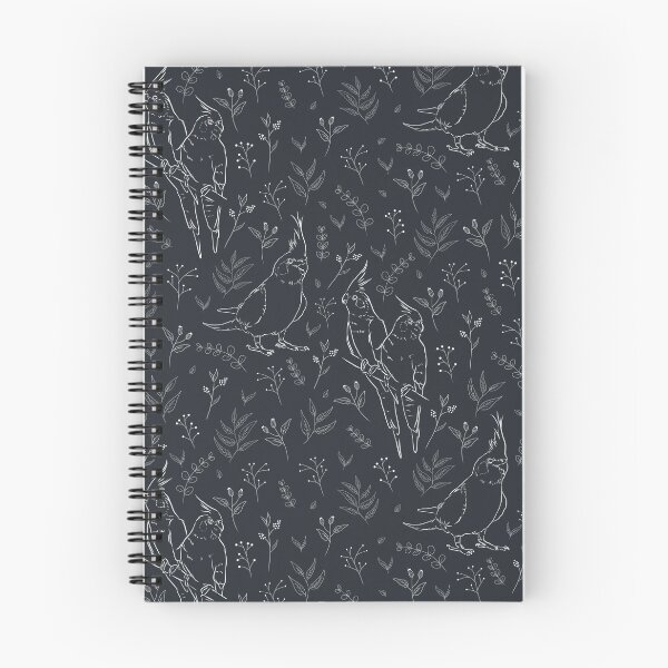 Item preview, Cockatiel sketched floral pattern designed and sold by Camilla Fjäder.