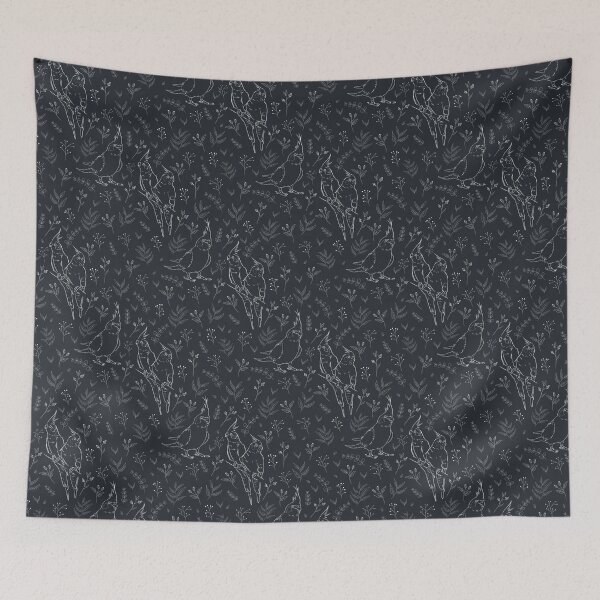 Item preview, Cockatiel sketched floral pattern designed and sold by Camilla Fjäder.