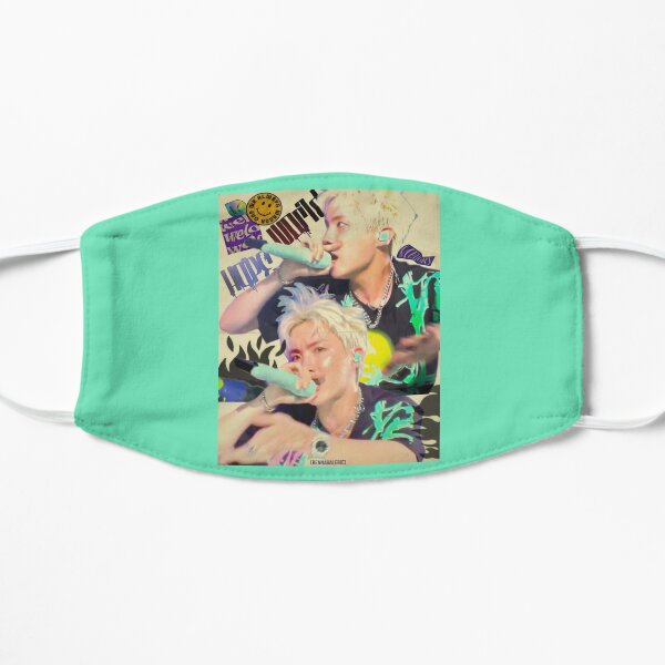 Jhope neon green aesthetic Flat Mask