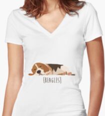 Beagles Women's Fitted V-Neck T-Shirt