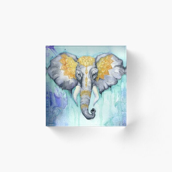 Hold Your Colour - Dreamy Elephant Illustration Acrylic Block