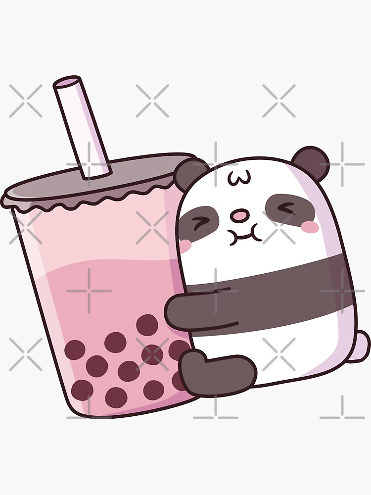 Panda Bear Drinking Boba Tea Kids Funny Gift' Sticker