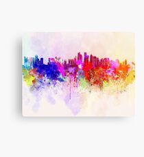 Doha skyline in watercolor background Canvas Print