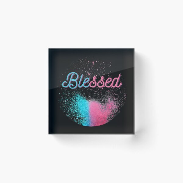 Item preview, Blessed - bright Pink and blue paint splatter designed and sold by Alison Passmore.