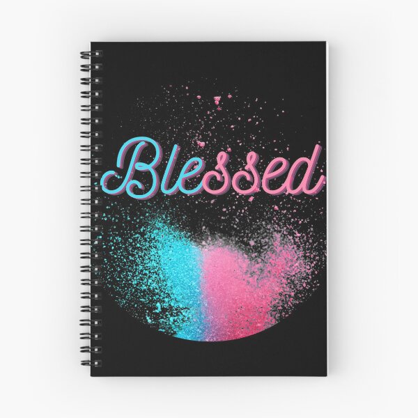 Item preview, Blessed - bright Pink and blue paint splatter designed and sold by Alison Passmore.