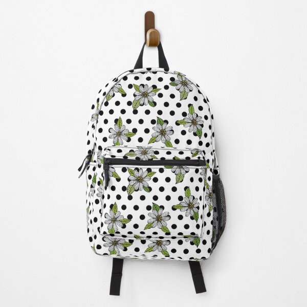 Item preview, Black and White Polka dot With white daisies sketch black outlines, Black and White Polka dot Pattern, Black and White Polka dot Design, Polka Dot designed and sold by graphic-genie.