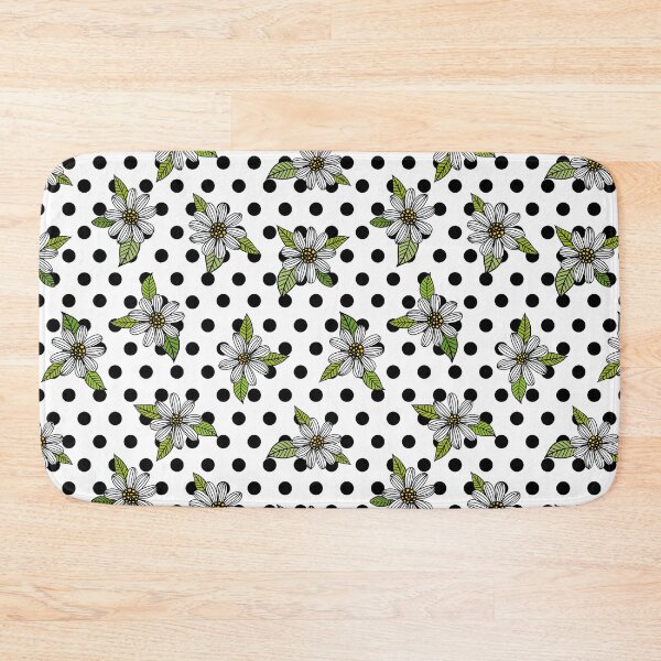Item preview, Black and White Polka dot With white daisies sketch black outlines, Black and White Polka dot Pattern, Black and White Polka dot Design, Polka Dot designed and sold by graphic-genie.