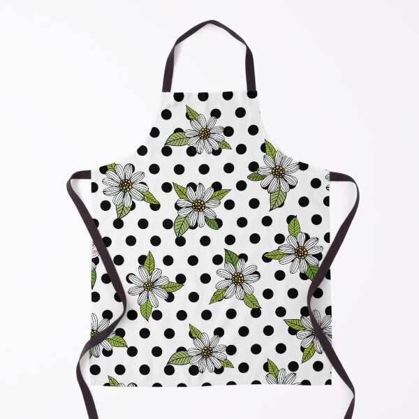 Item preview, Black and White Polka dot With white daisies sketch black outlines, Black and White Polka dot Pattern, Black and White Polka dot Design, Polka Dot designed and sold by graphic-genie.