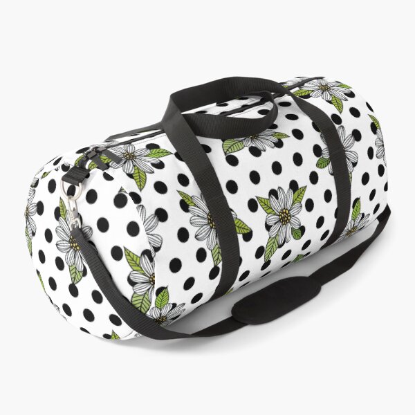 Item preview, Black and White Polka dot With white daisies sketch black outlines, Black and White Polka dot Pattern, Black and White Polka dot Design, Polka Dot designed and sold by graphic-genie.