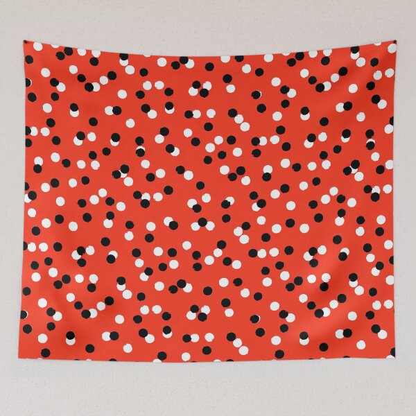 Item preview, Black and White Polka With Red Color Background, Black and White Polka dot Pattern, Black and White Polka dot Design, Polka Dot designed and sold by graphic-genie.