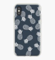 Navy & White Pineapple Pattern iPhone Case