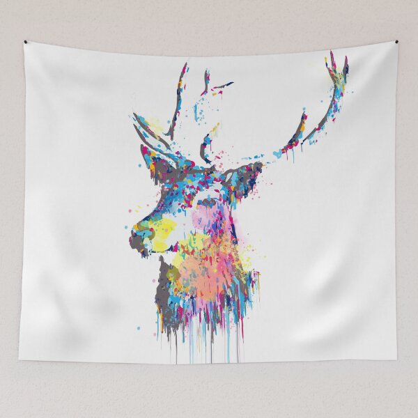 Item preview, Cool awesome deer head colorful vibrant watercolors  designed and sold by InovArtS.