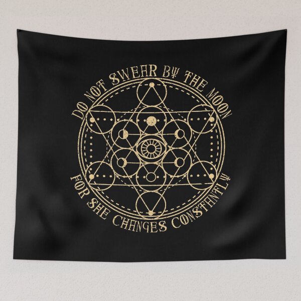 Aperçu de l'œuvre Ne jure pas par la lune, conception de sorcellerie rituelle magique occulte, géométrie sacrée créée et vendue par Proverbial Wisdom Design.