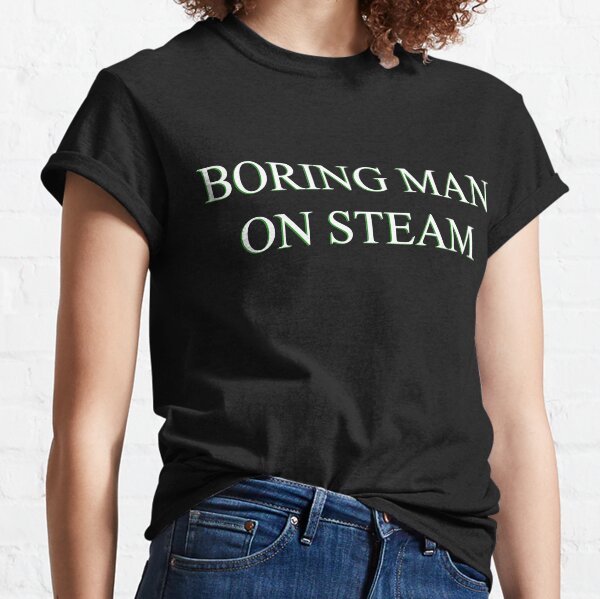 Item preview, BORING MAN ON STEAM (white text) designed and sold by dogshitshop.
