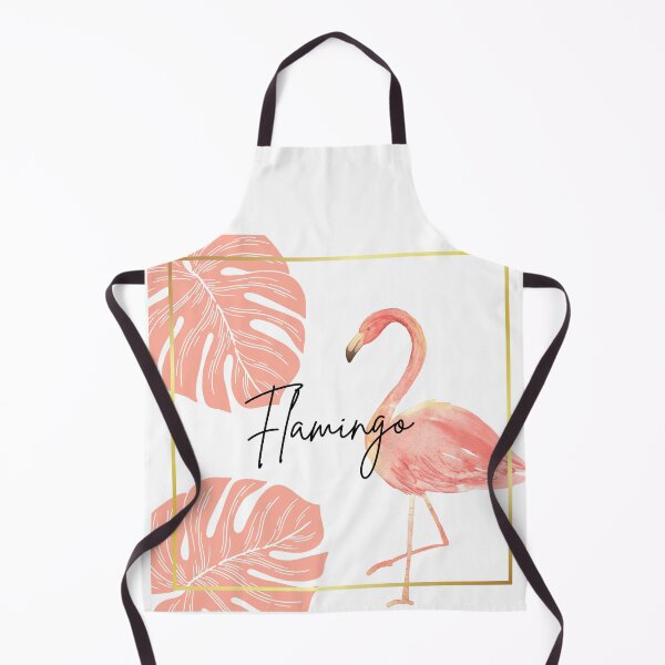 Item preview, Flamingo and pink tropical monstera leaves with gold border illustration designed and sold by cinnamonbay.