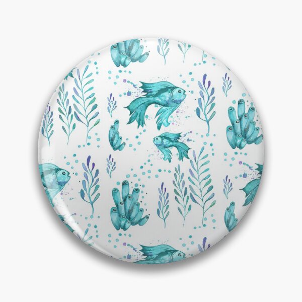Item preview, Sea bottom watercolor print, fish, coral, turquoise reef designed and sold by danibarbieri.
