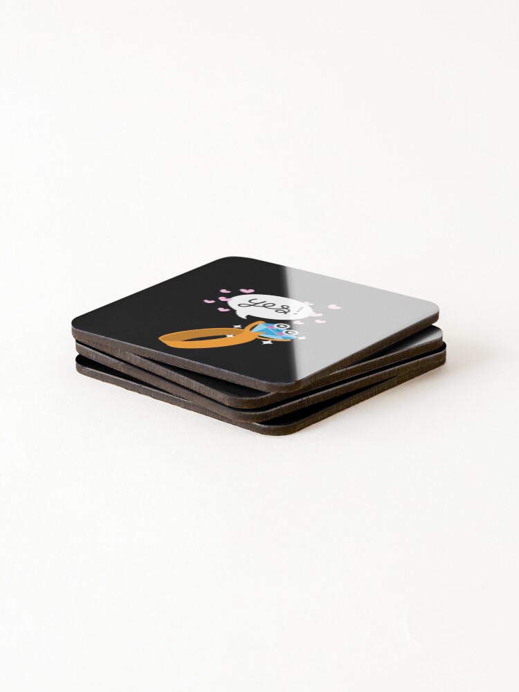 Thumbnail 4 of 5, Coasters (Set of 4), CUTE WEDDING RING designed and sold by RetroPlaceee.