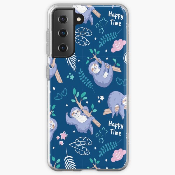 Sloths tropical elements cute pattern Samsung Galaxy Soft Case