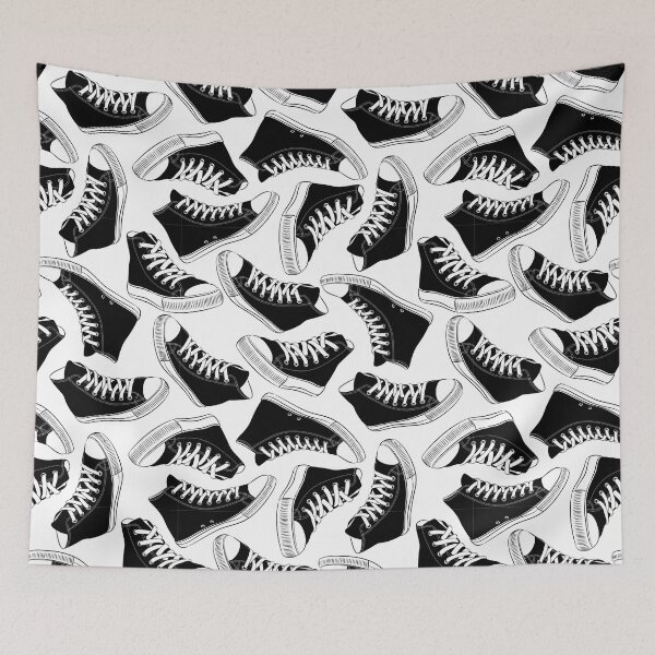Item preview, Vector Seamless Pattern with Vintage Black White Sneakers designed and sold by Peekonet.