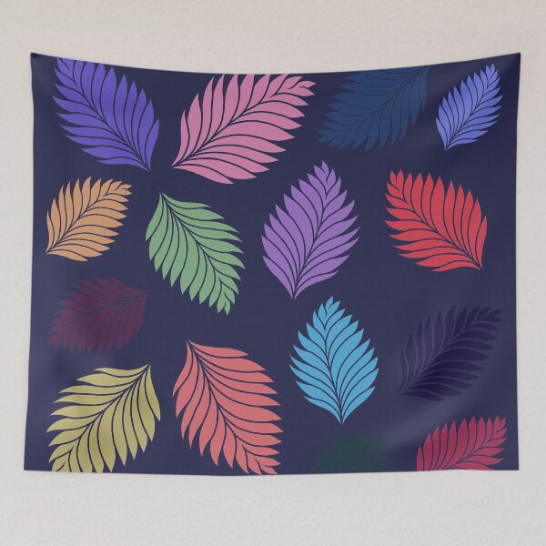 Item preview,  Tropical fallen leaves.. (Dark blue)  designed and sold by kkanchan.