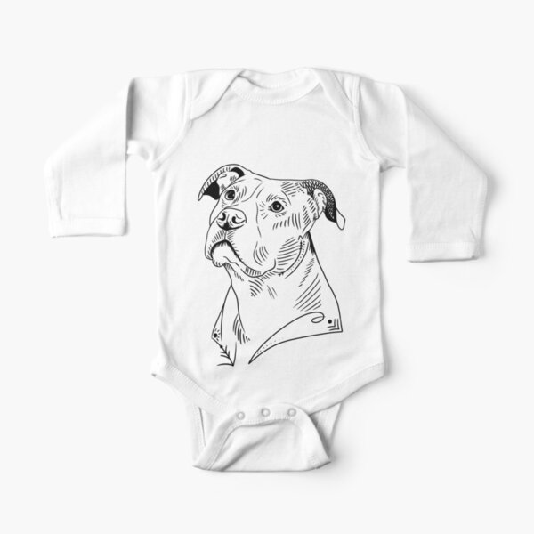 Bodies De Manga Larga Para Bebe Negro Blanco American Staffordshire Terrier Redbubble