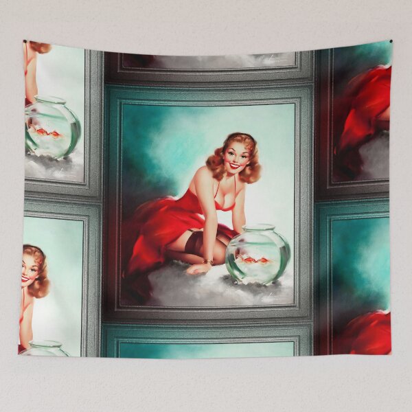Item preview, Kissing Fish by Edward Runci Pin-Up Girl Vintage Artwork designed and sold by Xzendor7 Digital Art Creations.