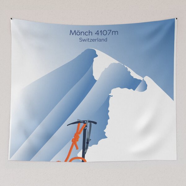 Item preview, Poster of the Alps Mönch summit Switzerland mountaineering ice axe  designed and sold by leewarddesign.