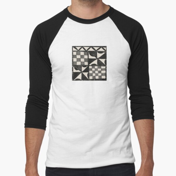 Tapa | Barkcloth Pattern | Pacifica Pattern | Polynesian Patterns | Baseball ¾ Sleeve T-Shirt