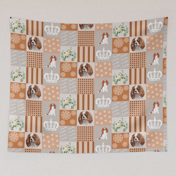 Item preview, Cavalier King Charles spaniel patchwork designed and sold by PawsoMania.