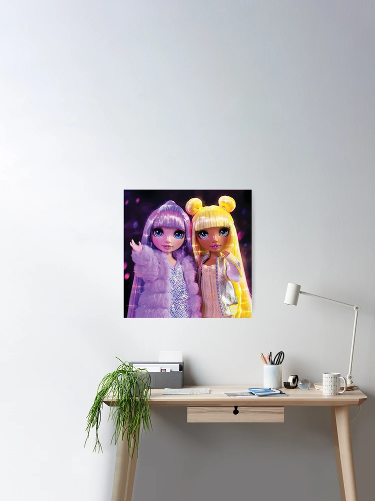 Violet Willow and Sunny Madison Rainbow High Purple Yellow Poster