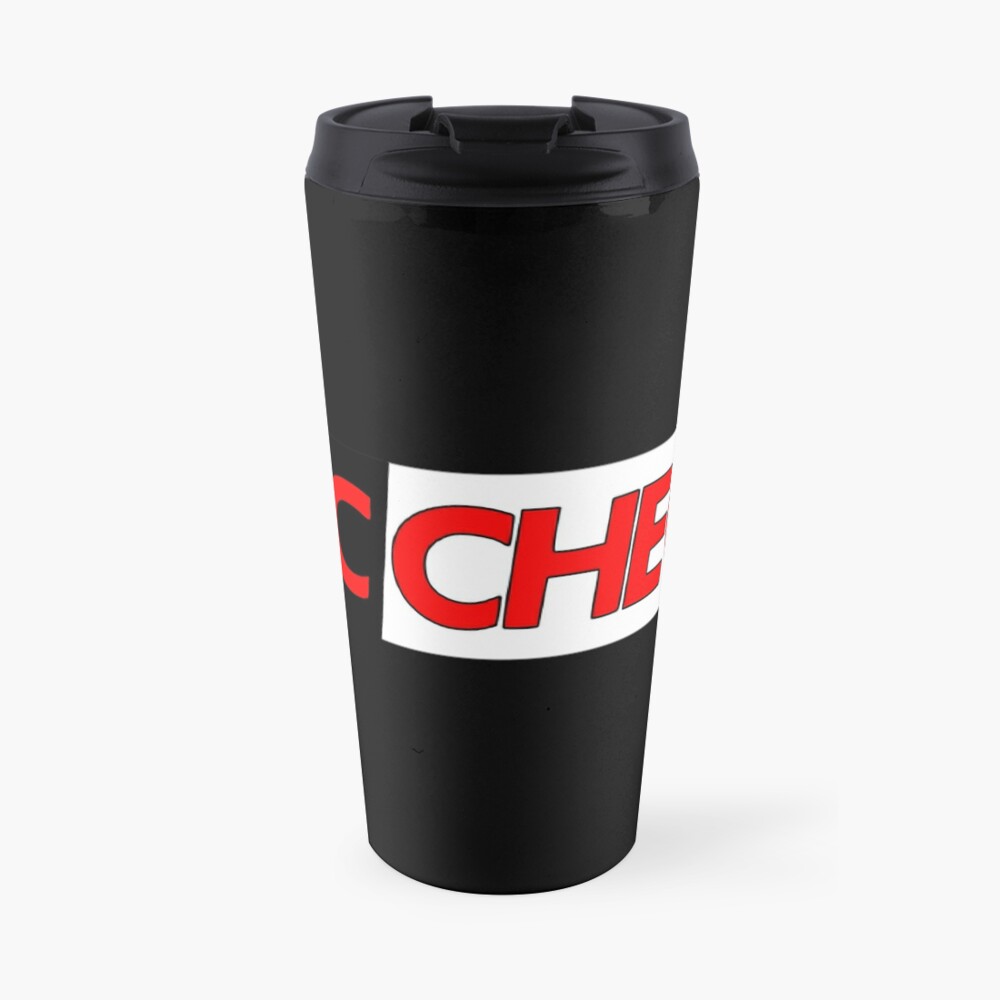 Mic Check Slogan - Black/Red Travel Coffee Mug