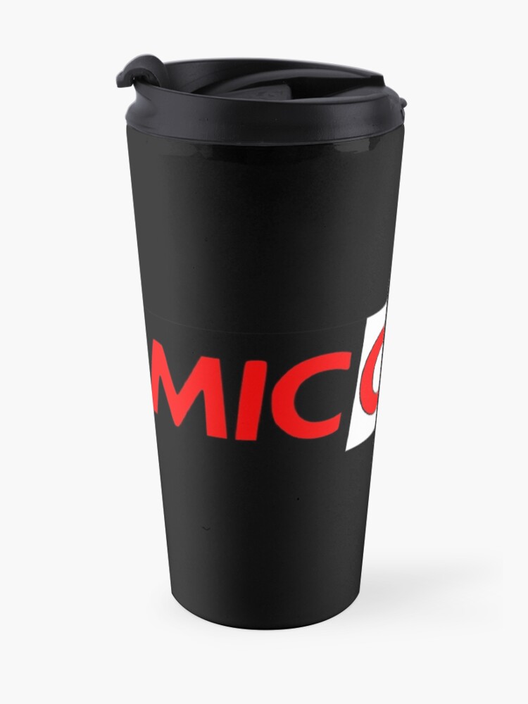 Alternate view of Mic Check Slogan - Black/Red Travel Coffee Mug