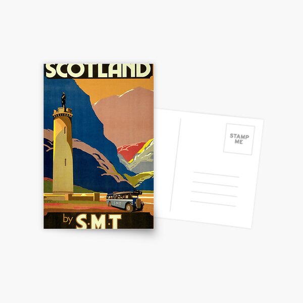 Scotland Vintage Travel Poster Restored Postcard