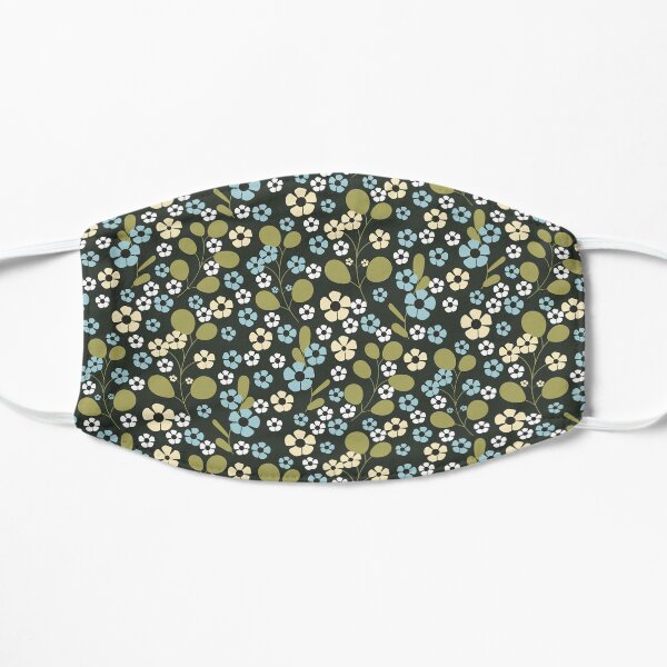 A Simple Colorful Pattern With Blue And Beige Flowers Flat Mask