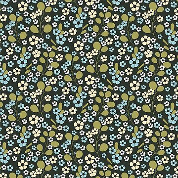 Artwork thumbnail, A Simple Colorful Pattern With Blue And Beige Flowers by vectormarketnet