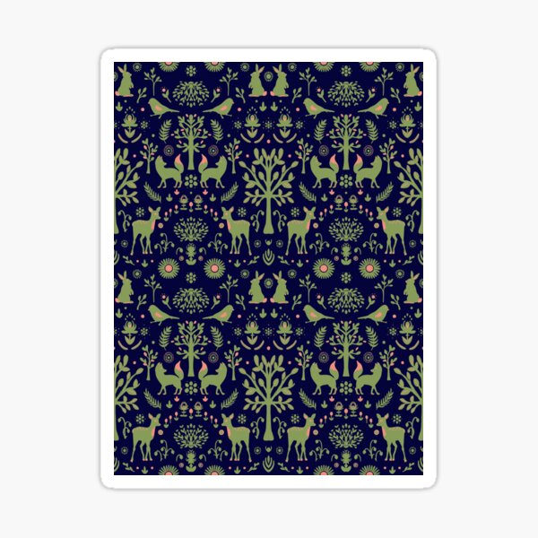 Item preview, Folk Art Night Woodland designed and sold by ECMazurDesign.