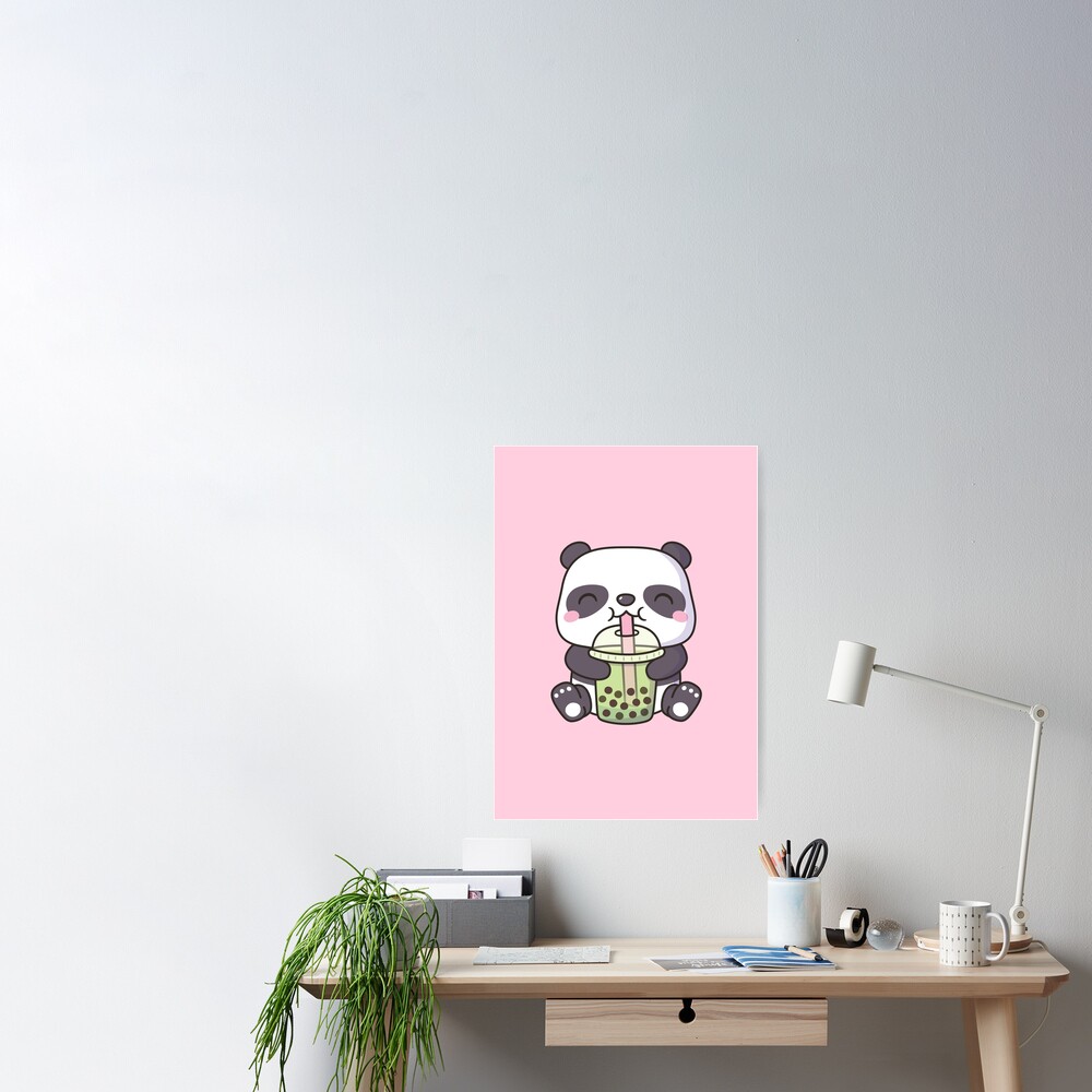 Kawaii Panda Bubble Tea' Poster, picture, metal print, paint by schmugo