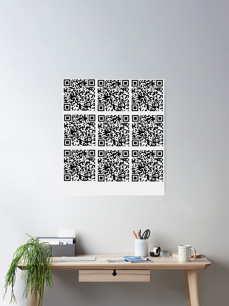 Rick Roll funny prank Video link readable QR Code 3x3 pattern  Poster for  Sale by rednumberone